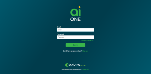 Step 1 Sign in to AI One Advita Ortho